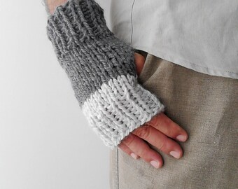 Fingerless gloves mens knit gloves mens arm warmers mittens gloves gray fingerless mittens boyfriend gift husband gift grandfather gift