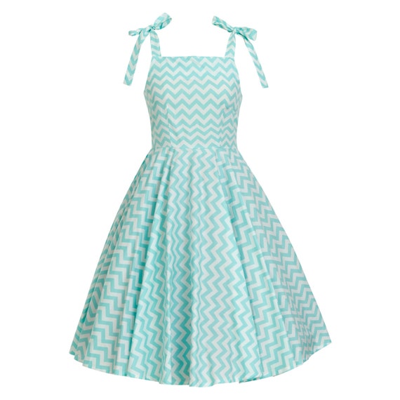 Mint Dress Chevron Dress Zig Zag Dress Retro Dress Sun Dress