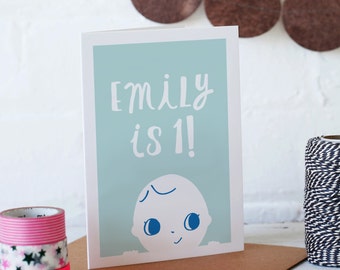 Personalised First Birthday Card - Girl or Boy