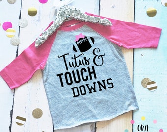 Toddler Football Shirt. Toddler Baseball T-Shirt. Toddler Girl Shirt. Tutus and Touchdowns Shirt. Football Season Shirt. Toddler Tee.