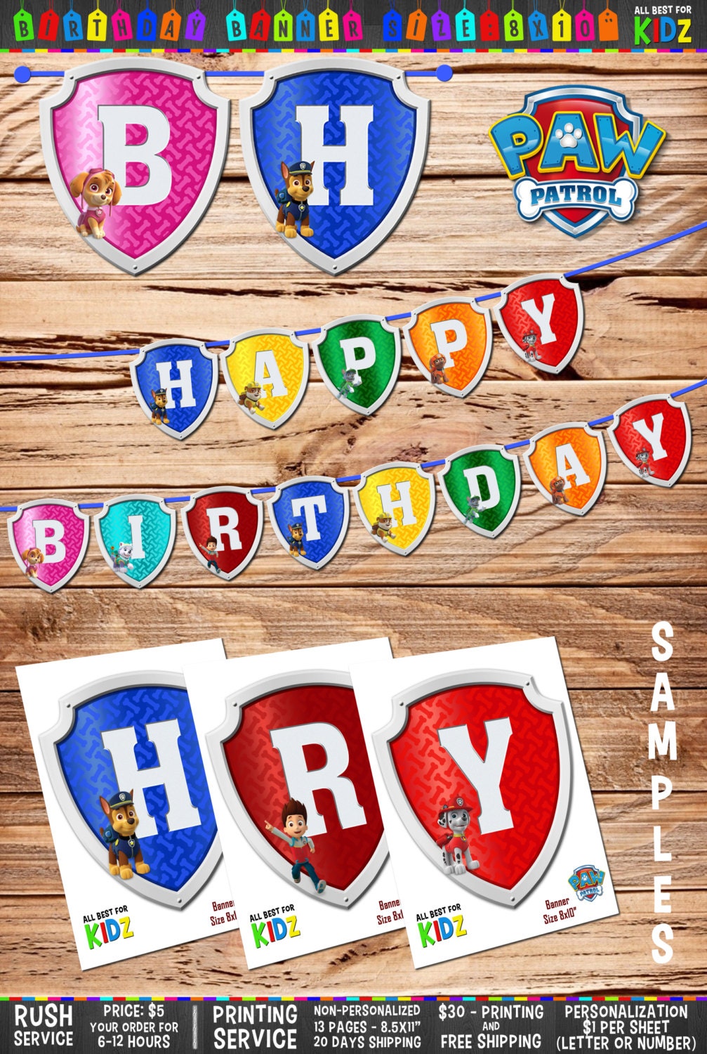 PAW Patrol Birthday Banner Birthday Party by AllBestForKidz