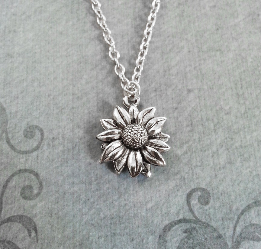 Sunflower Necklace SMALL Sunflower Jewelry Sunflower Pendant