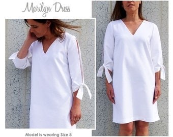 Marilyn Woven A-Line Dress Sewing Pattern - Sizes 10, 12 & 14 - Downloadable PDF Dress Pattern