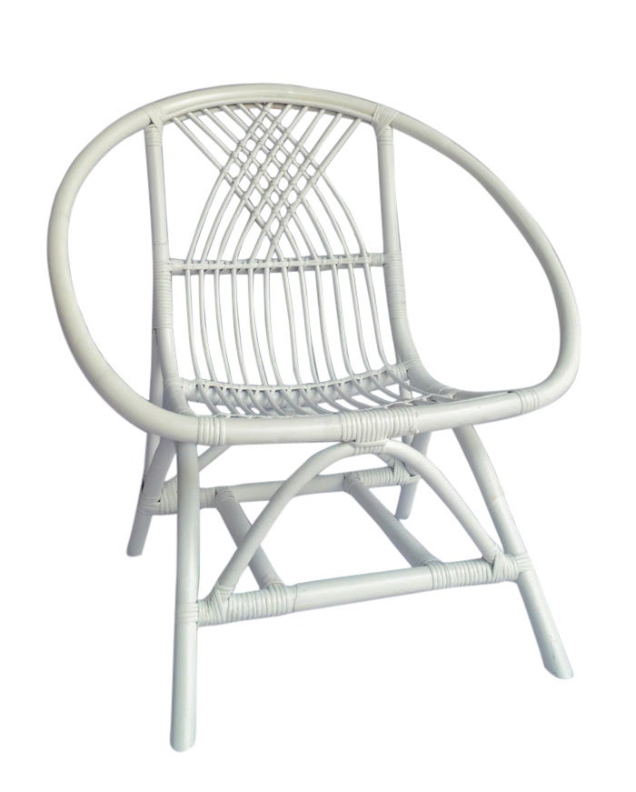 Kids White Rattan Chair