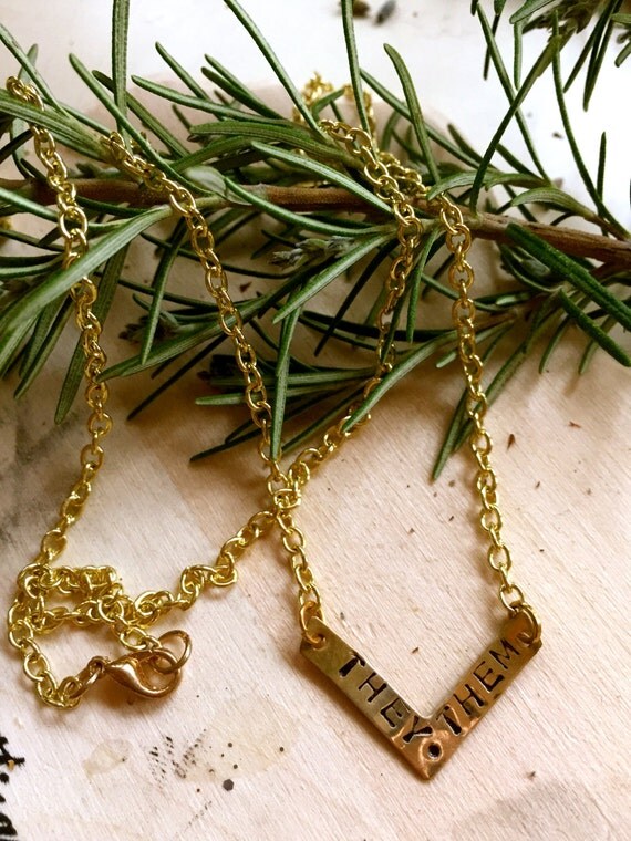 THEY THEM NECKLACE // Genderqueer Necklace // Agender necklace