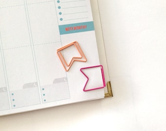 6ct Page Flags Paper Clip Bookmark for your Planner
