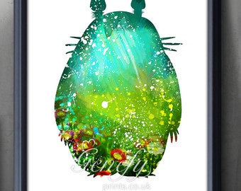 My Neighbour Totoro Studio Ghibli Watercolor Poster Print - Watercolor Painting - Watercolor Art - Home Decor - Kids Decor - Nursery Decor