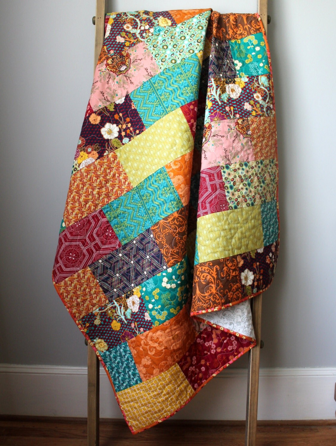 Modern Throw Quilt Indie QuiltModern Lap by GoBeWonderful on Etsy