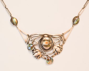Arts and Crafts Art Nouveau Jugendstil Floral And Shell Necklace Kalo Shop Attrib