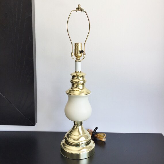 Brass Finish Metal and Ceramic Lamp Brass Colored Metal Table