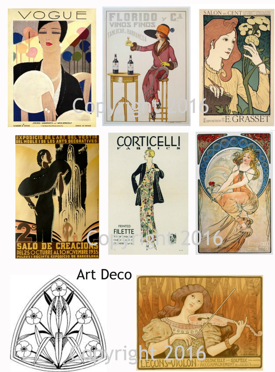 Download Printed Vintage Art Deco Collage Sheet 102 8.5 x 11