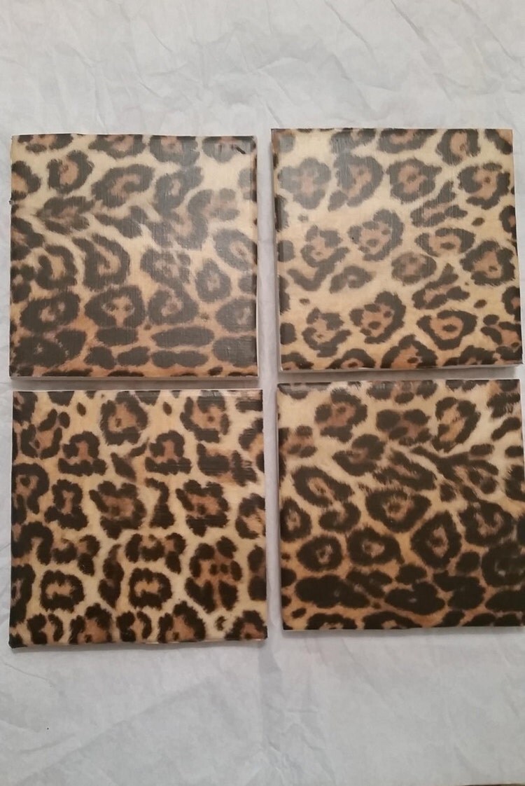 Leopard Print Tile Coasters Leopard pattern by PeachyCustoms