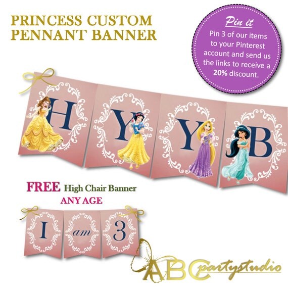 Princess Party Banner-Princess Name Banner-Princess Party