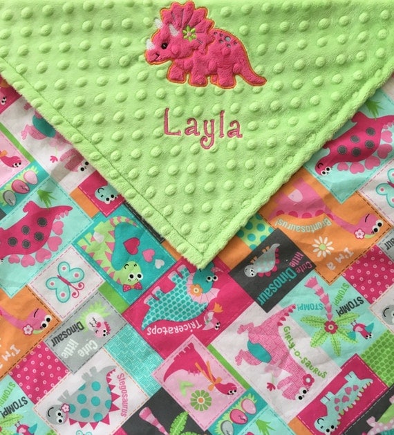 Dinosaur Baby Blanket Girl Dinosaur Blanket Green Dinosaur