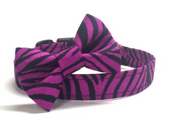 Peppermint Striped Print Dog Collar with Silver Metal Buckles