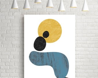 Silhouette, abstract art print, minimalist poster, living room decor, mid century wall art, watercolour art, modern art print, textured art