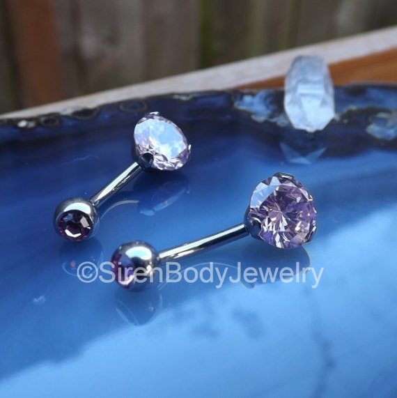 Large gemstone belly button ring 14g 3/8 by SirenBodyJewelry