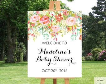 Baby Shower Banner, Baby Shower Decorations Girl, Girl Baby Shower Decoration, Baby Sprinkle Decorations, Custom Banner, Floral Baby Shower