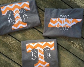 Tennessee Shirt - Tennessee Vols - University of Tennessee - Football shirt - Power T Shirt - Monogram Tennessee - Gifts For Her - Birthday