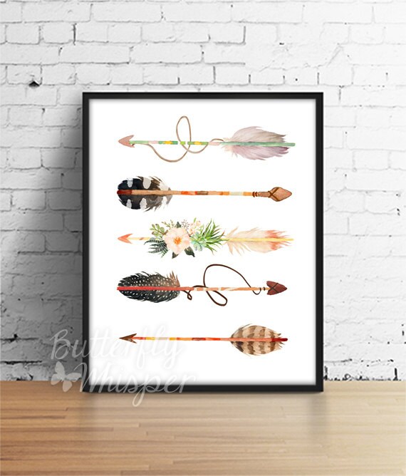 Boho printable arrows wall art print Hippie printable decor
