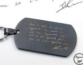 Personalized Custom Your Handwriting Handwritten Memorial Replica Draw Key Chain Military Dog Tag Necklace Key Chain