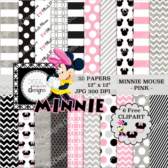 Minnie Mouse Paper Pack 20 Papers 6 by DigitalStudioDesigns