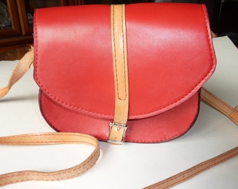 Leather Shoulder Bag Made in the USA by local craftsman Red is the new "IN" color Designer bag retails 130