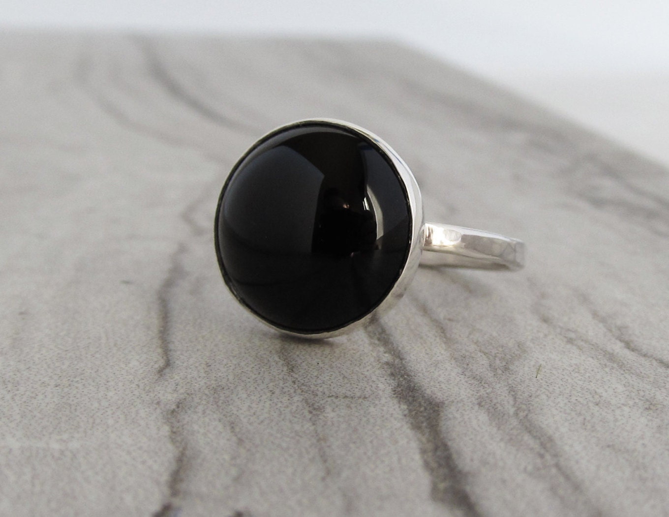 Black Onyx Ring for Women Large Stone Ring Ring with Black