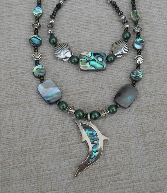 Dolphin and Abalone/Shell Necklace and Bracelet