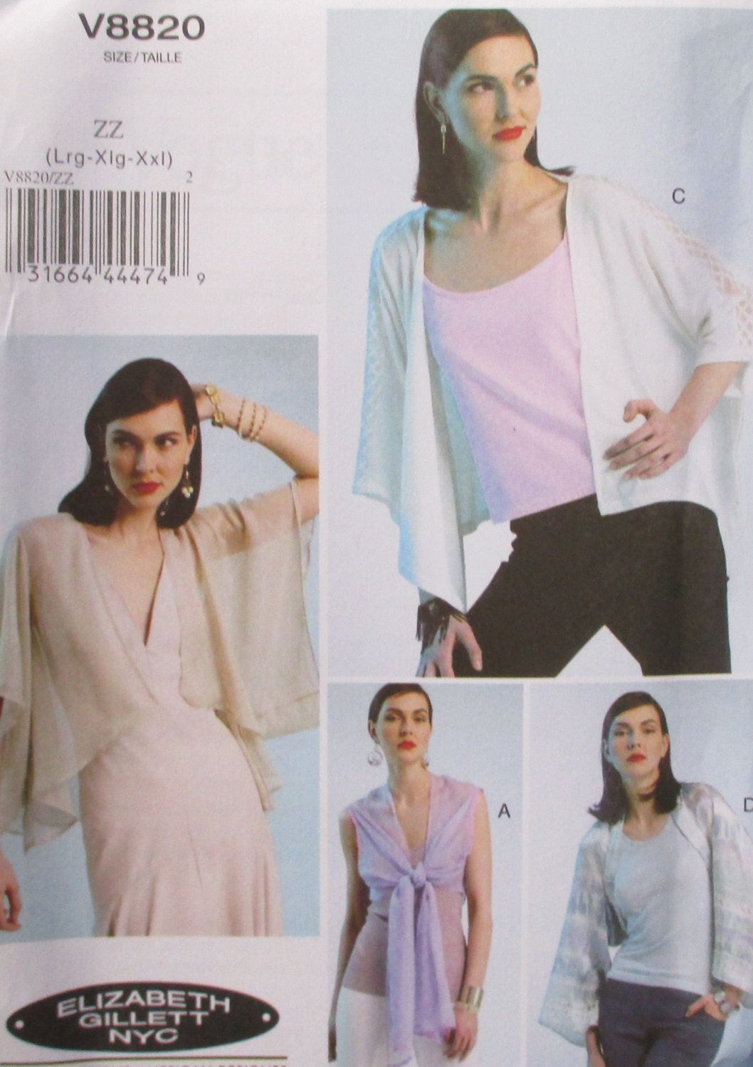 Vogue pattern new unlined jacket 4 versions 4 styles size