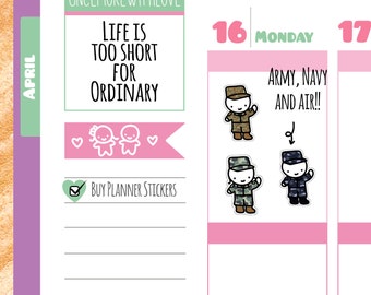 Munchkins - Military Army, Navy, and Air Force Munchkin Planner Stickers (M13)