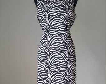 80s Zebra Print Stretch Mini Dress by California Concepts || Labeled Size 12