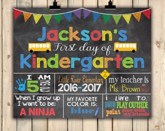 First Day of Kindergarten Chalkboard Sign, First Day School Stats Photo Prop, Personalized Back to School Sign, Last Day of School, Digital