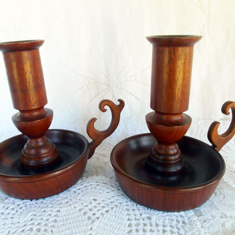 Vintage Colonial Wood Candle HoldersFarmhouse Decor