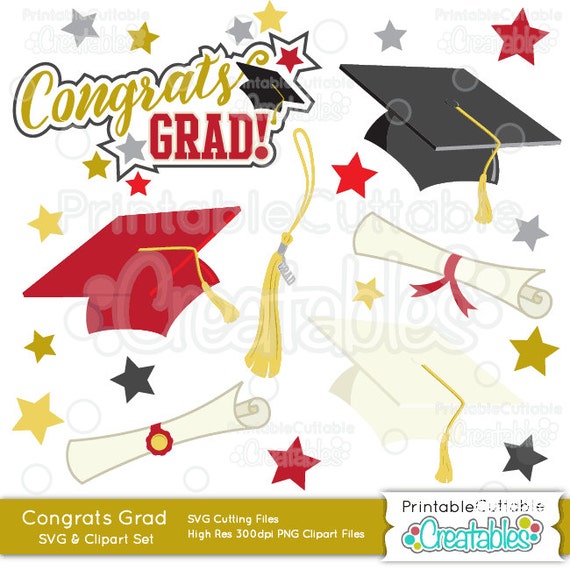 Download Congrats Grad Graduation SVG Cutting Files & Clipart Set