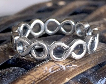 Infinity Ring 925 Solid Sterling Silver Open Design Stacking Stackable Stack Band Women