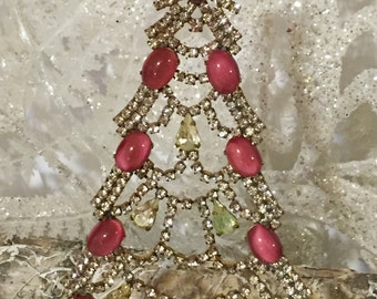 Husar D Czech Rhinestone Christmas Tree Pink stand up tree Tabletop tree Holiday decoration Gifts for her Christmas decoration #423