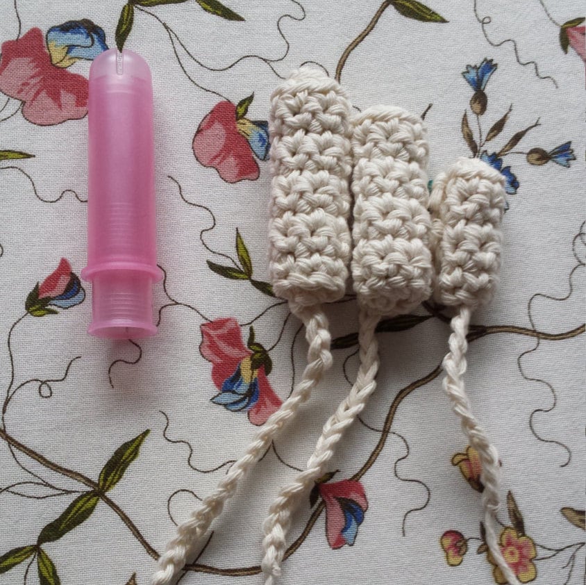 Reusable Crochet Tampon Starter Kit unbleached organic 100