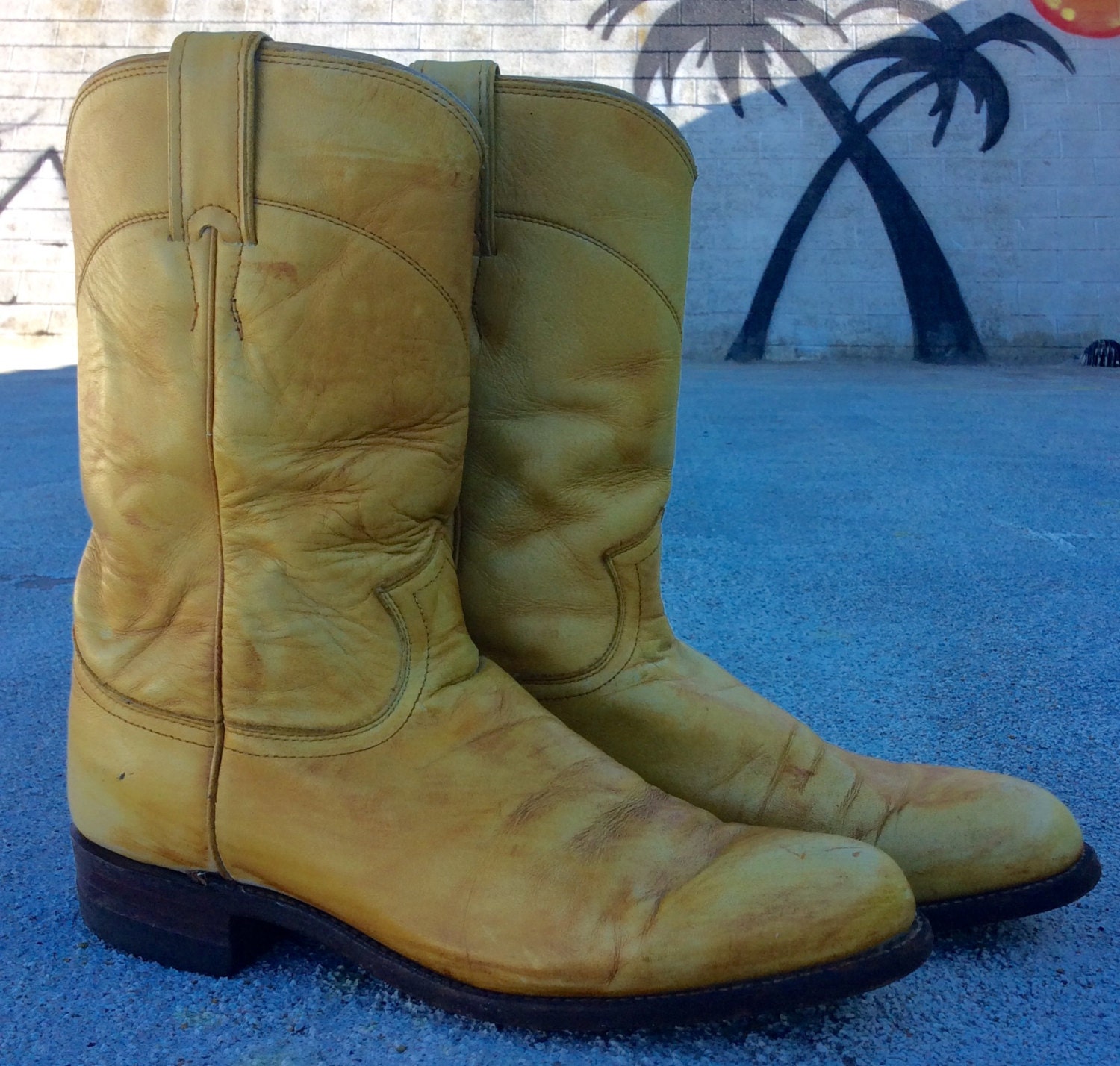yellow leather boots mens