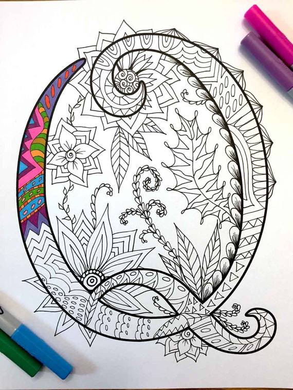 Letter Q Zentangle Inspired by the font