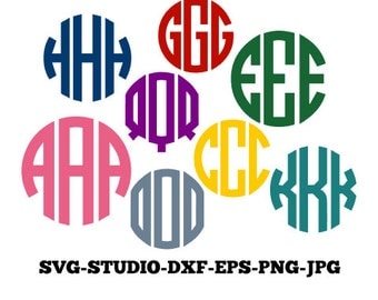 Circle Monogram SVG, Circle Font, Circle Monogram Font, SVG Files, Svg, Png, Eps, Dxf, jpg