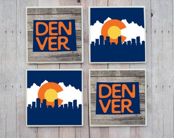 Denver Gift / Denver Coasters / Denver / Colorado Flag / Colorado Gift / Denver Sign / Denver Art / Colorado Coasters / Colorado / Denver