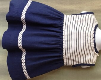 1950s Navy & White, Summer Dress, Size 3