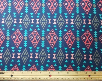 Tribal Print Fabric, Fat Quarter ONLY FQ, Southwestern Fabric, Tribal Fabric, Native Print Fabric, Primitive, Craft Fabric, Quilting Fabric,