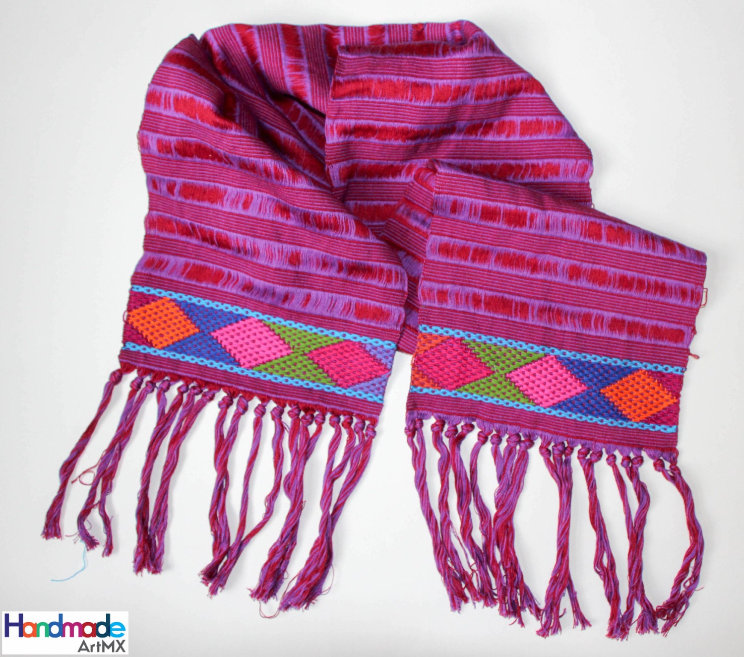 Mexican Embroidered Scarf / Handmade Scarf / by HandmadeArtMX