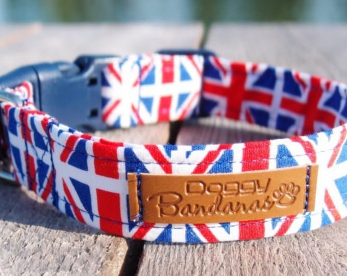 Union Jack Dog Collar Blue and Red Dog Collar Male Custom Dog Collar Boy Patriotic Dog Collar British Flag Dog Collar Holiday Puppy Collar