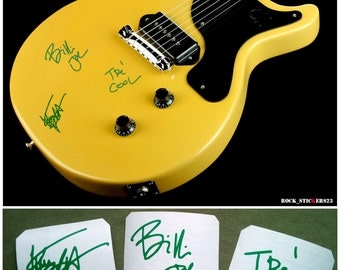 Green Day stickers vinyl signature Billie Joe, Mike Dirnt,Tre Cool guitar decal