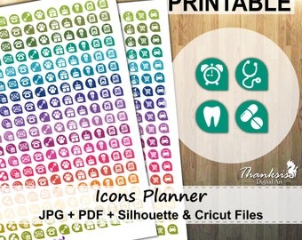 50% OFF SALE, Icons Planner Printable Planner Stickers, Erin Condren Planner Stickers, Icons Planner Printable Stickers, Icons - Cut Files