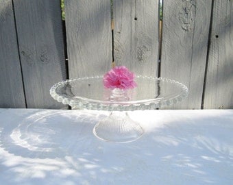 Imperial Candlewick cake stand, Clear glass cake stand, Vintage glass cake stand, Wedding cake stand, ball edged cake stand, wedding decor