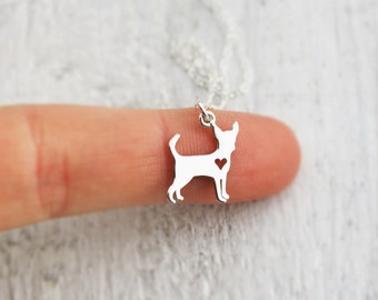 Tiny Dog Necklace - Chihuahua Necklace - Chihuahua Lover Gift - Sterling Silver Chihuahua -Delicate Necklace - Dainty Pet Memory Necklace